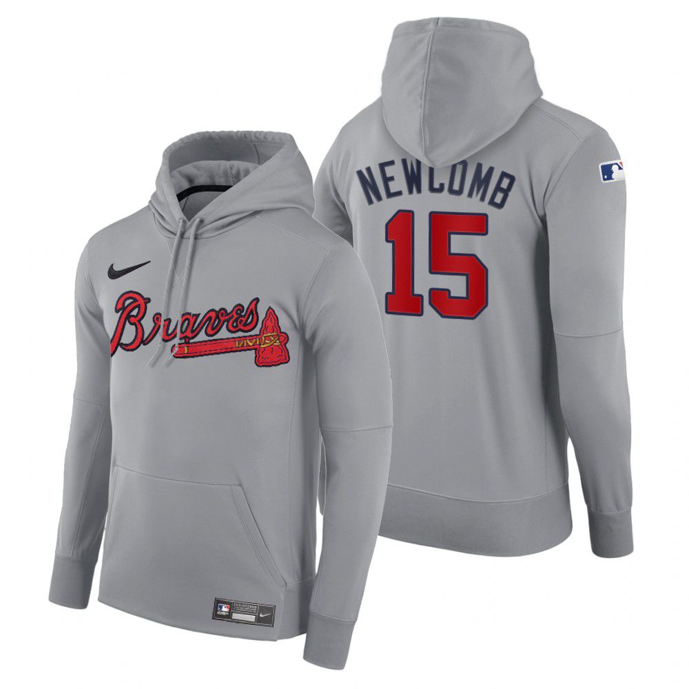Men Atlanta Braves #15 Newcomb gray road hoodie 2021 MLB Nike Jerseys